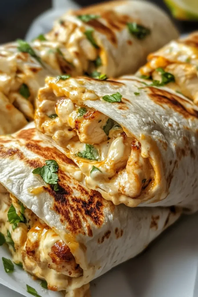 Cheesy Garlic Chicken Wraps