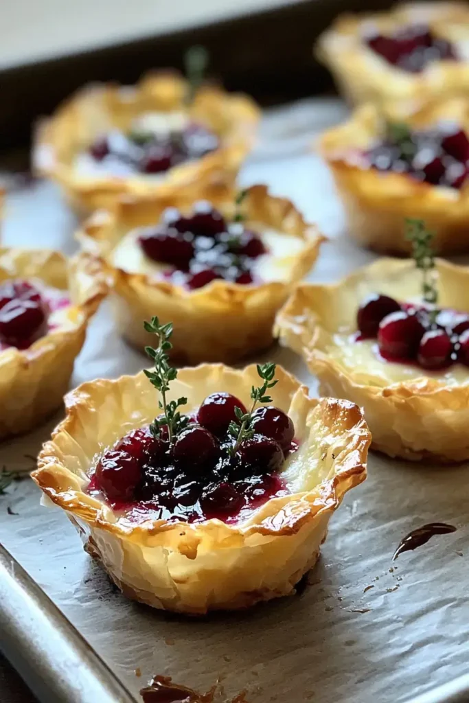 Cranberry, Brie & Thyme Phyllo Cups