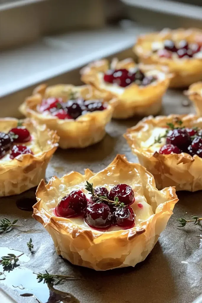 Cranberry, Brie & Thyme Phyllo Cups