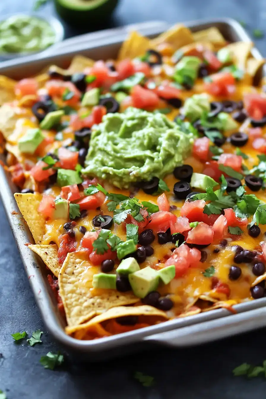 Loaded Baked Nachos with Guacamole