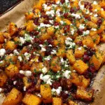 Caramelized Butternut Squash with Tangy Feta and Cranberry Drizzle