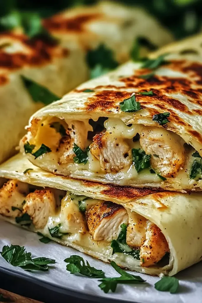 Cheesy Garlic Chicken Wraps Recipe