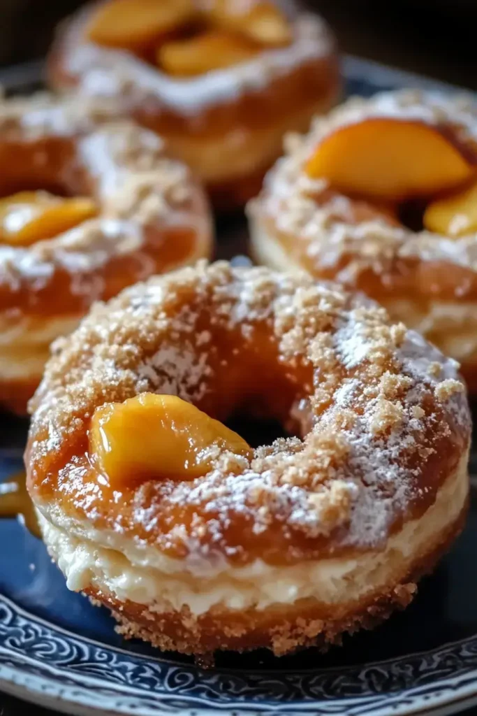 Classic Peach Cobbler Cheesecake Donuts