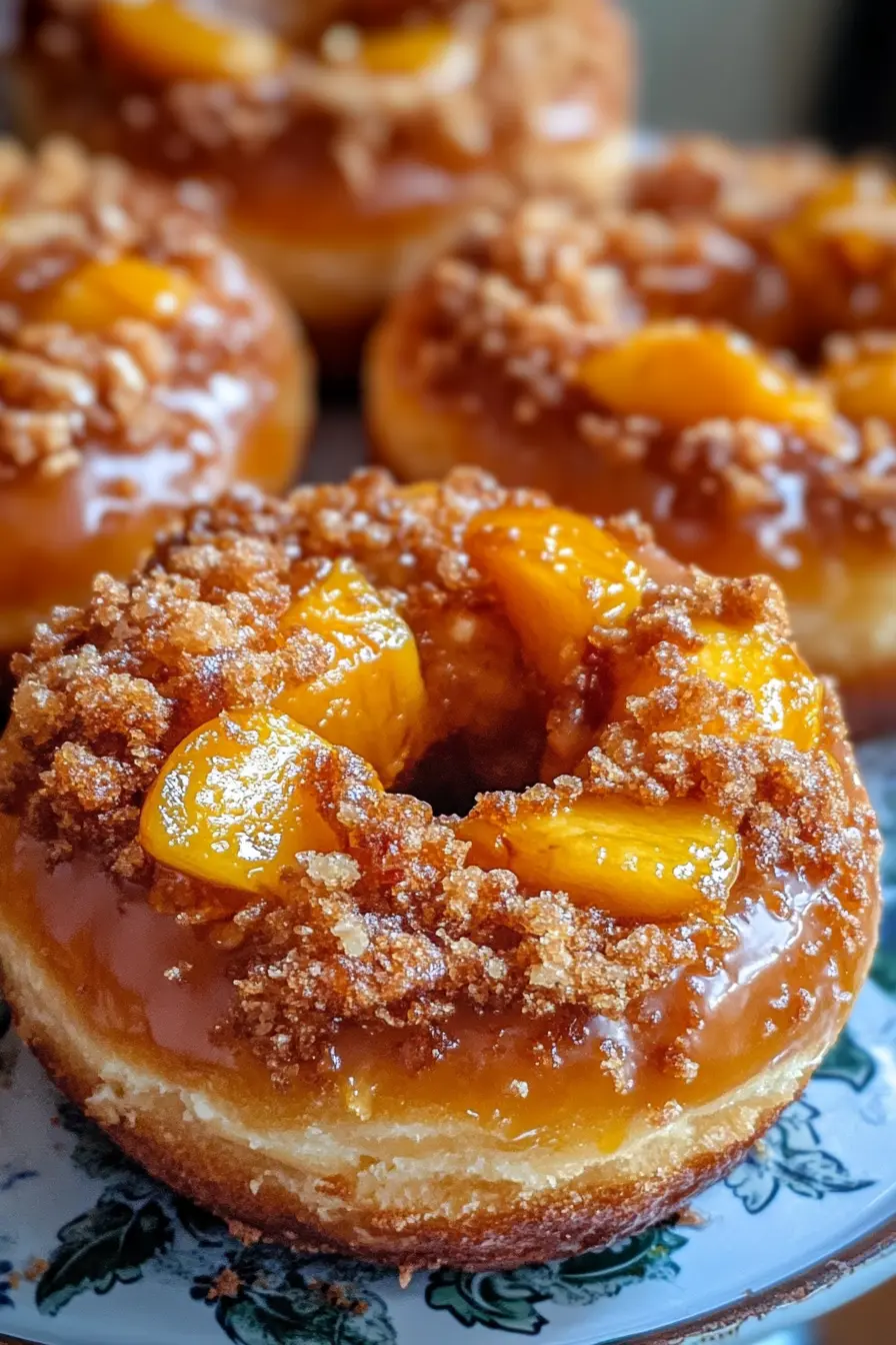 Classic Peach Cobbler Cheesecake Donuts