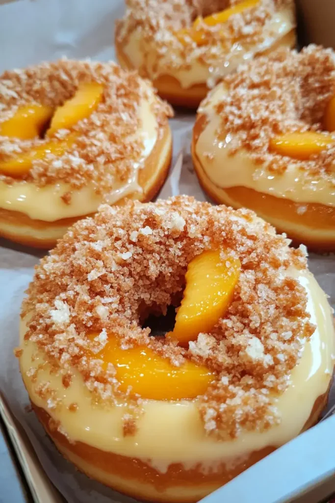 Classic Peach Cobbler Cheesecake Donuts