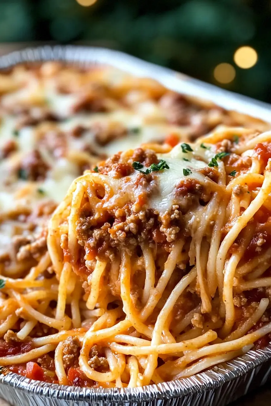 Creamy Baked Spaghetti Casserole with Cheese