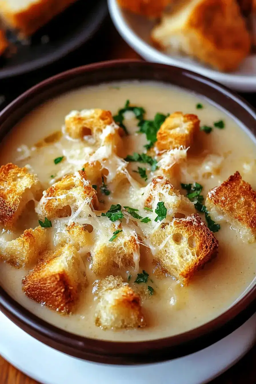 Creamy Garlic Soup with Croutons A Comfort Food Favorite