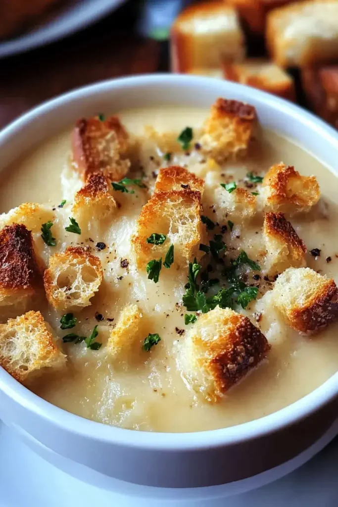 Creamy Garlic Soup with Croutons A Comfort Food Favorite 