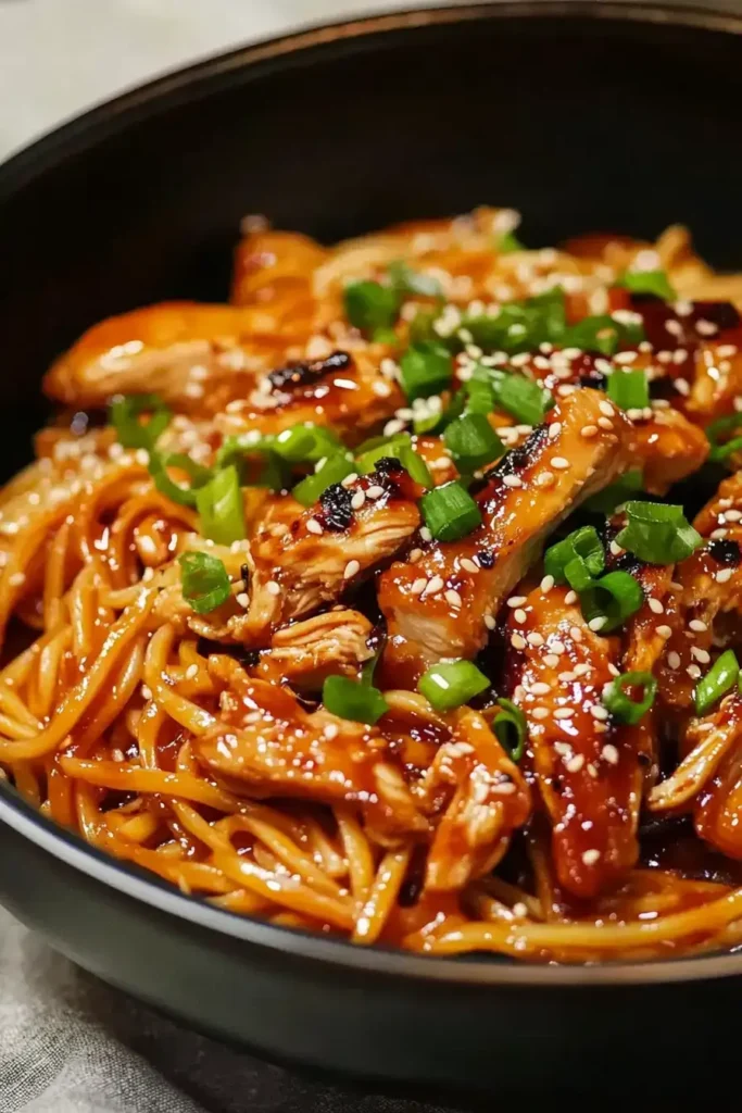 Honey Garlic Chicken Noodles Easy Slow Cooker Recipe