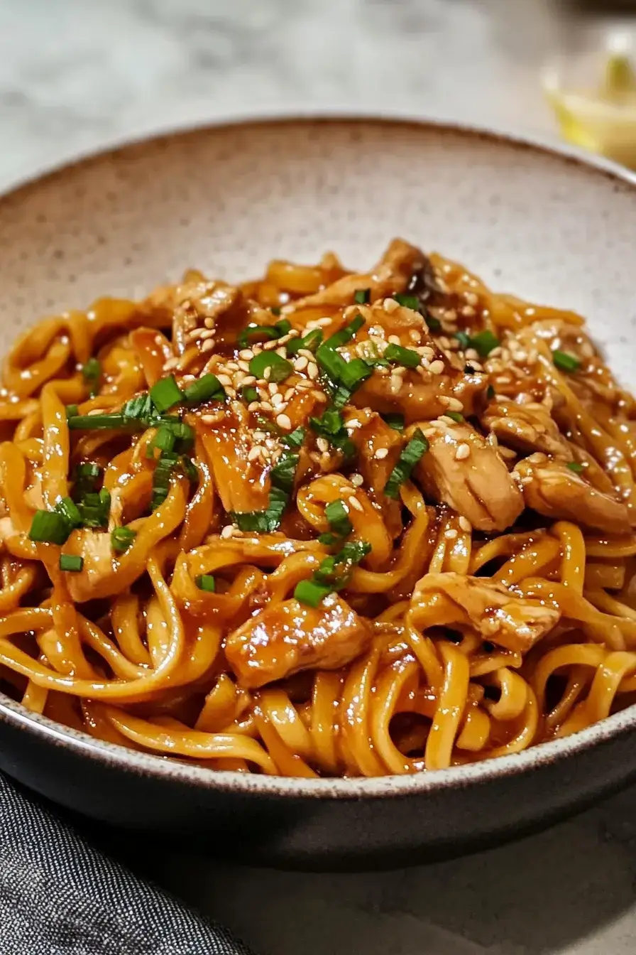 Honey Garlic Chicken Noodles Easy Slow Cooker Recipe