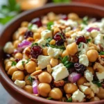 Feta and Cranberry Chickpeas with Lemon Vinaigrette