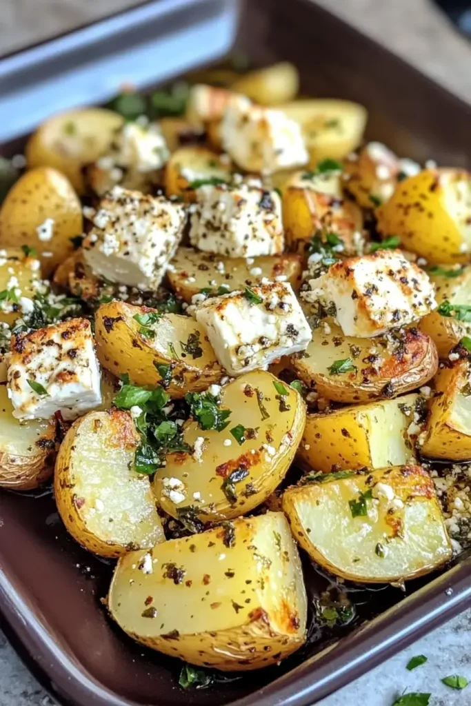 Irresistible Roasted Potatoes with Baked Feta and Garlic