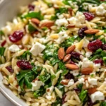 Spinach and Orzo Salad with Cranberries and Almonds