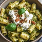 Basil Pesto Rigatoni with Burrata & Toasted Almonds