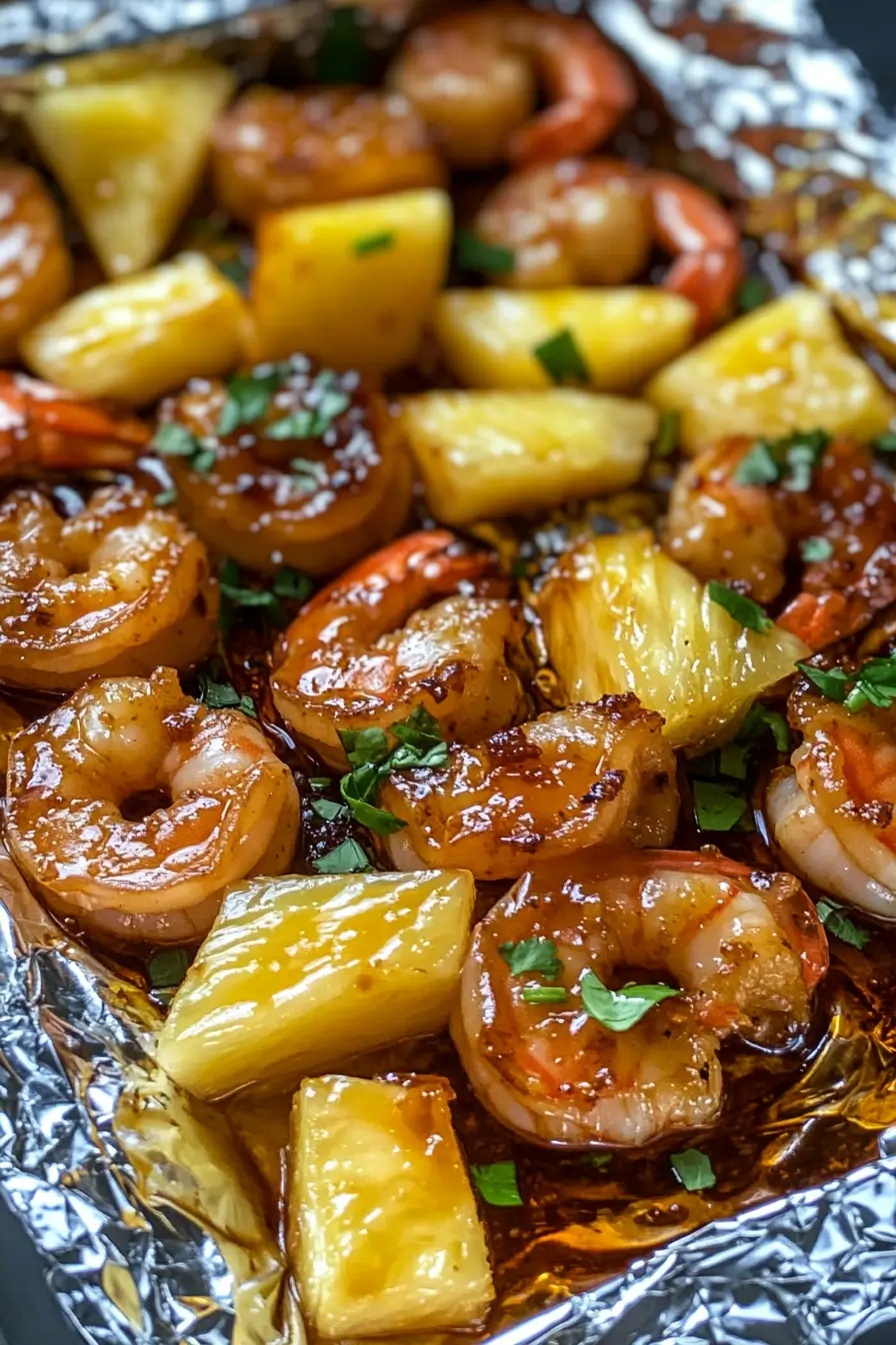 Honey Garlic Shrimp & Pineapple Foil Packets