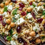 Orzo & Cranberry Chickpea Salad with Feta & Lemon Oregano Dressing