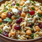 Orzo & Cranberry Chickpea Salad with Feta & Lemon Oregano Dressing