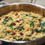 Spinach & Cranberry Orzo with Lemon Cream Sauce