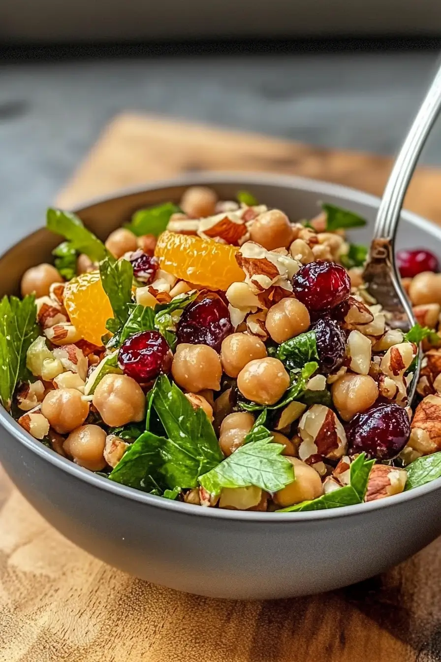 Cranberry Walnut Chickpea Salad with Orange Vinaigrette