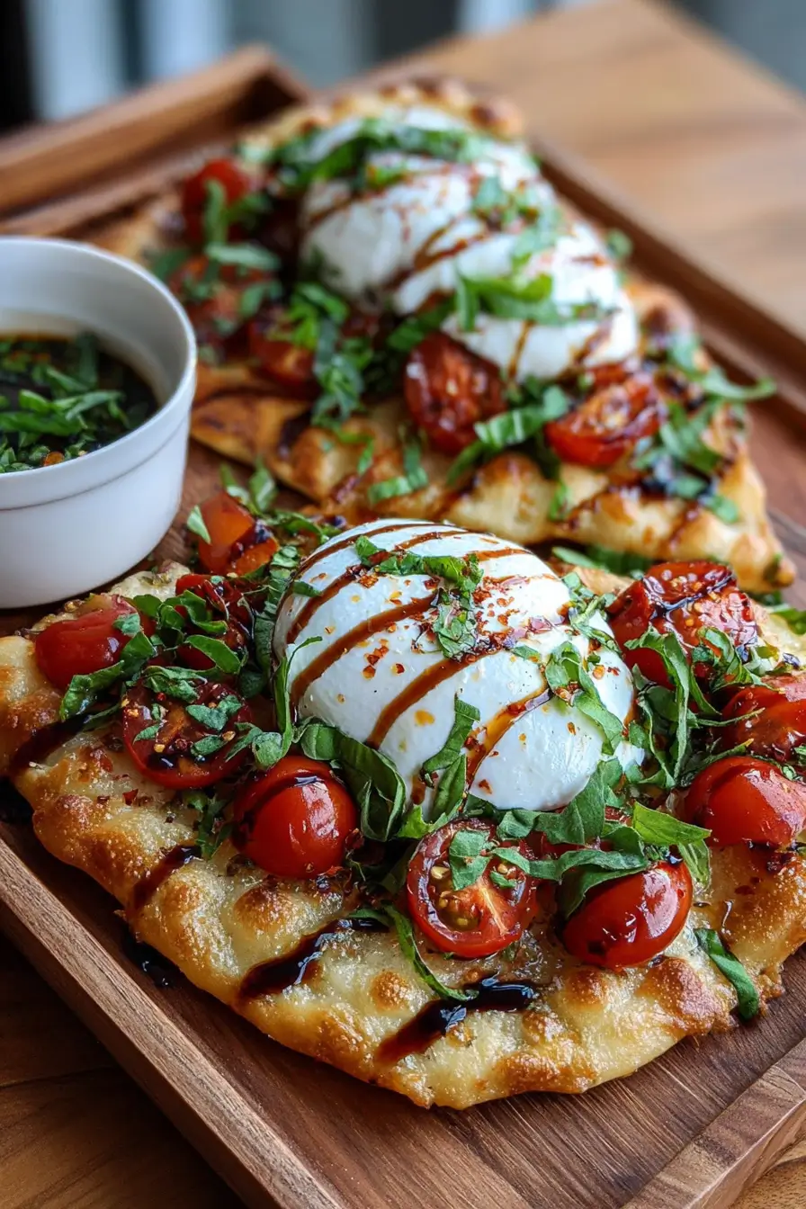 Burrata & Basil Caprese Flatbread Pizza