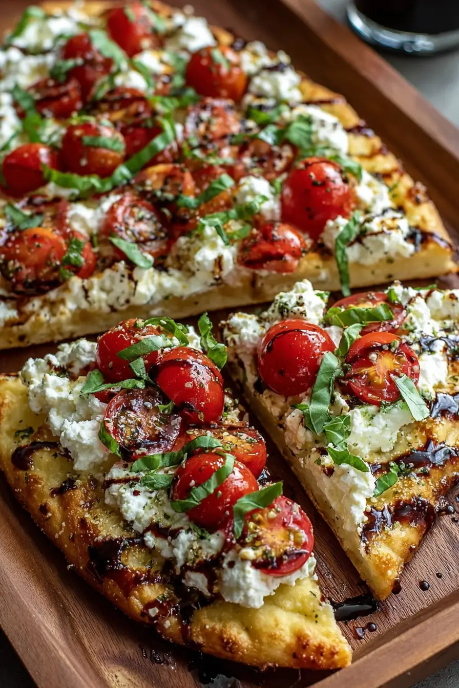 Caprese Flatbread with Whipped Garlic Feta