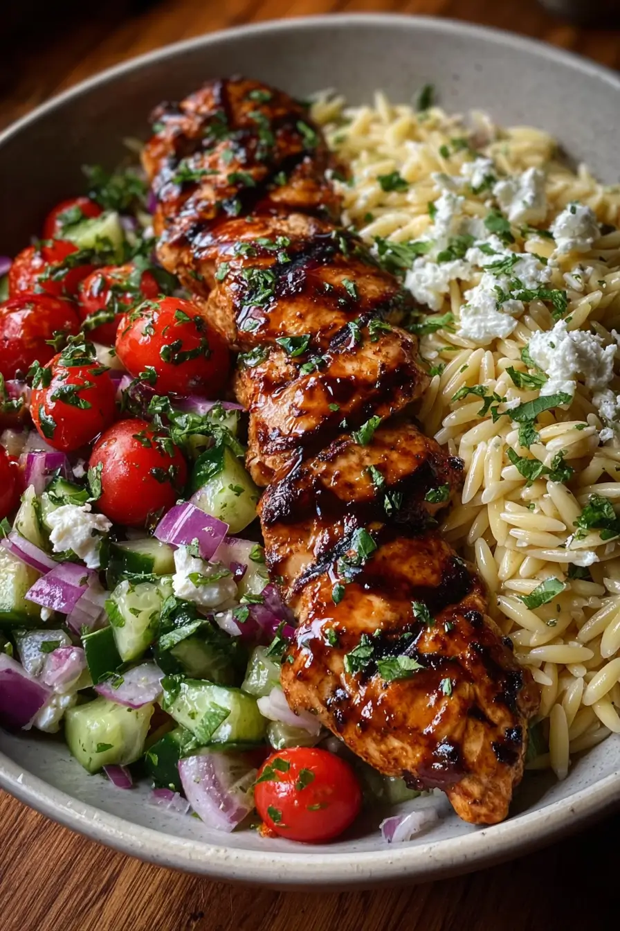 Honey Balsamic Grilled Chicken with Orzo Salad