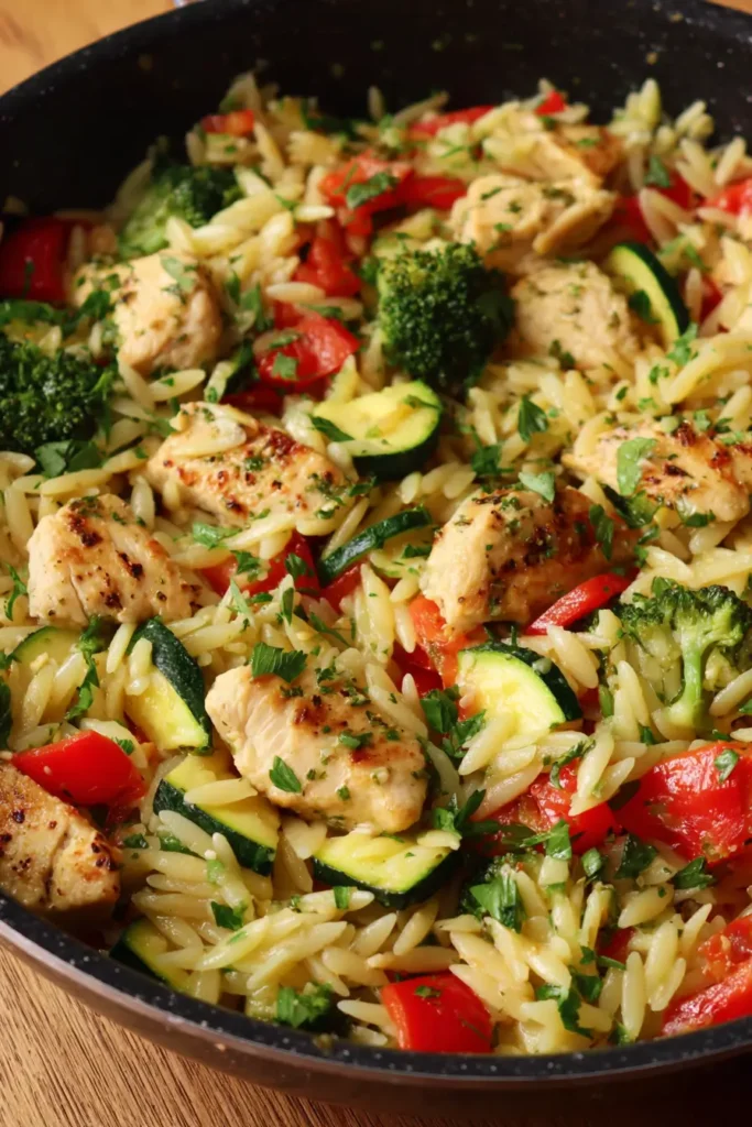 Lemon Chicken & Veggie Orzo Stir Fry