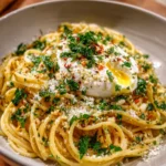 Lemon Herb Burrata Spaghetti with Roasted Garlic