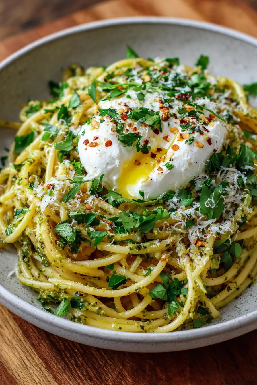 Lemon Pesto Pasta with Burrata & Fresh Herbs