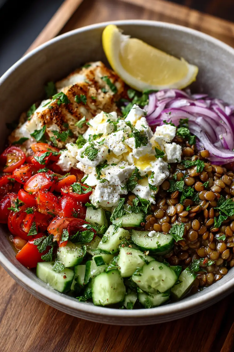 Lemony Lentil & Feta Salad with Fresh Herbs