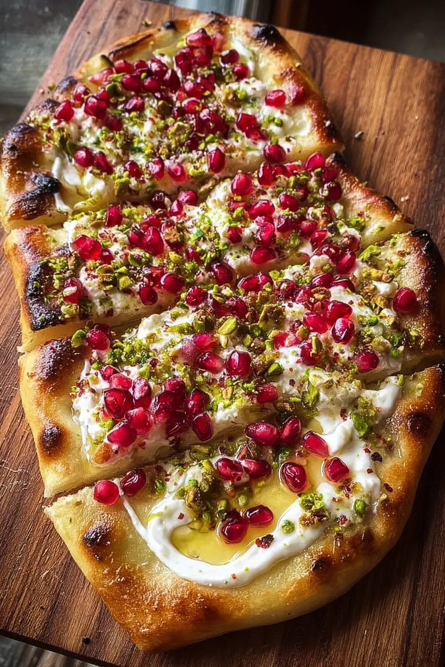 Pomegranate & pistachio holiday flatbread