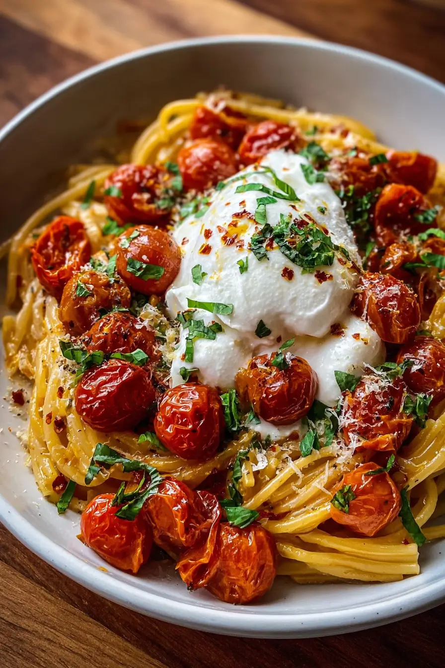 Roasted Tomato & Burrata Basil Pasta
