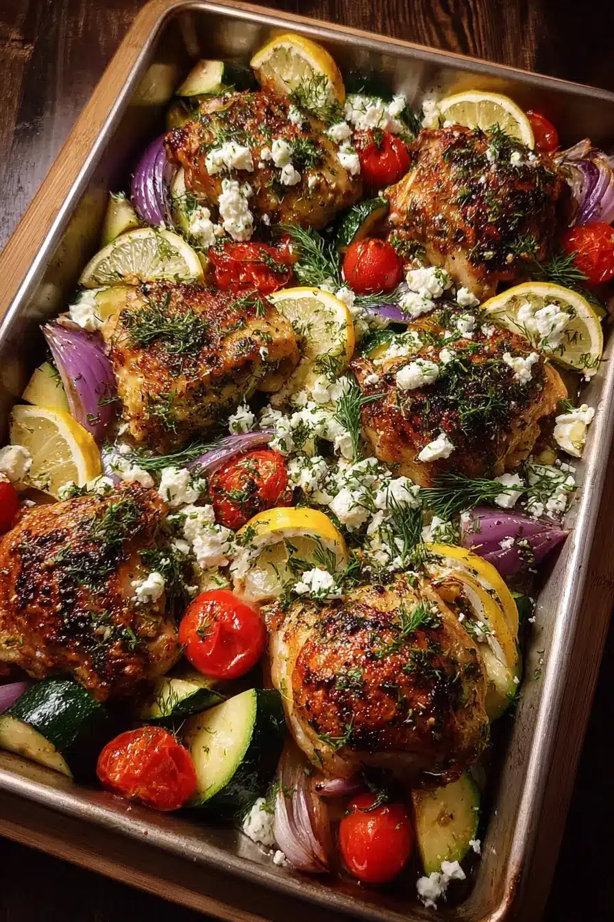 Sheet-Pan Lemon Chicken with Roasted Vegetables & Feta