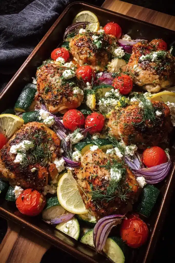 Sheet-Pan Lemon Chicken with Roasted Vegetables & Feta