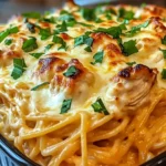 Spicy Cream Cheese Jalapeño Chicken Spaghetti Bake