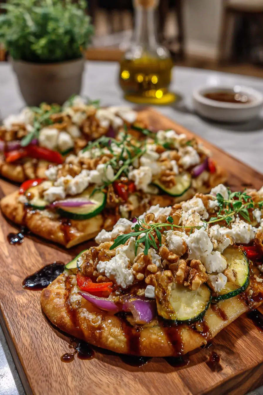 Veggie Flatbread with Feta, Honey & Walnuts
