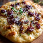 rustic caramelized onion and cranberry flatbread with Gruyère cheese