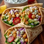 Chickpea & Feta Wrap with Veggies & Yogurt Sauce