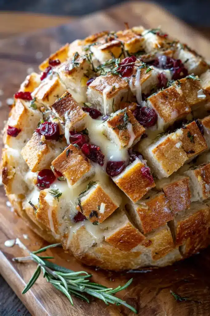 easy Cranberry Brie Sourdough Pull-Apart Bread