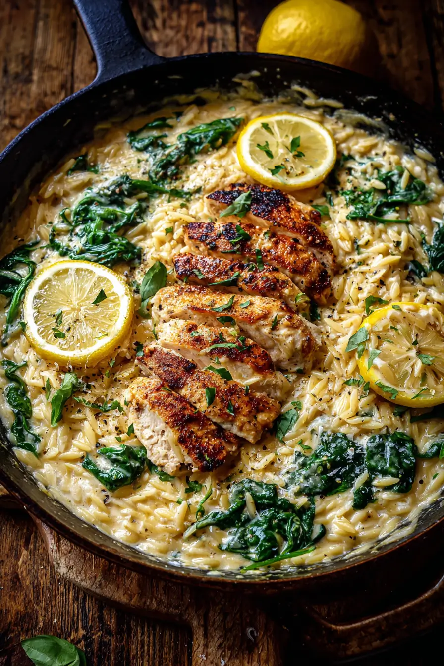 Creamy Ricotta Chicken and Orzo Skillet Recipe
