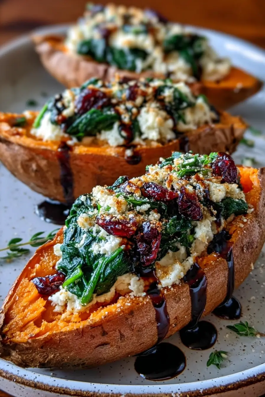 Recipe Creamy Ricotta & Spinach Stuffed Sweet Potatoes