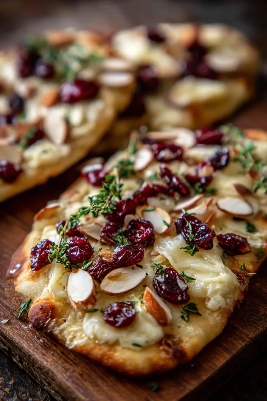 Crispy Flatbread with Brie, Cranberries