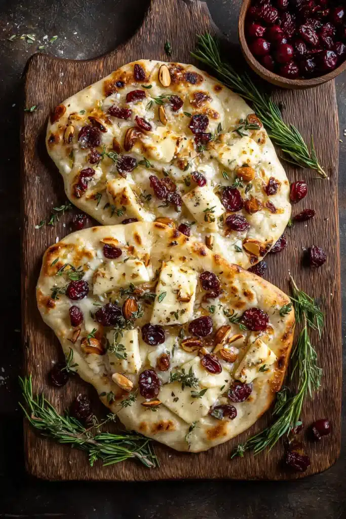Crispy Flatbread with Brie, Cranberries & Almonds