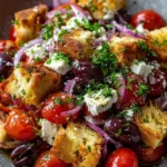 Feta, Tomato & Olive Salad with Garlicky Croutons