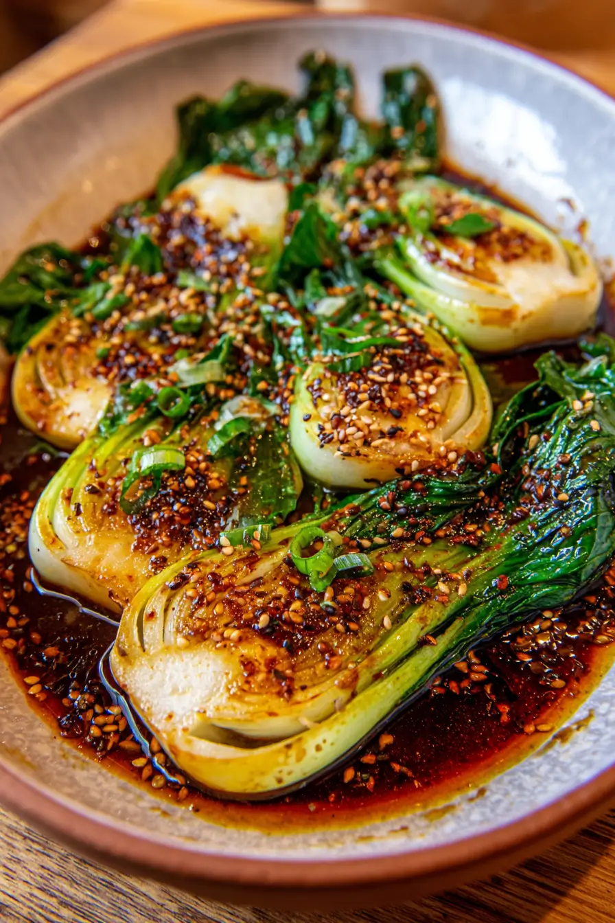 Garlic and Soy Glazed Pan-Seared Bok Choy Recipe