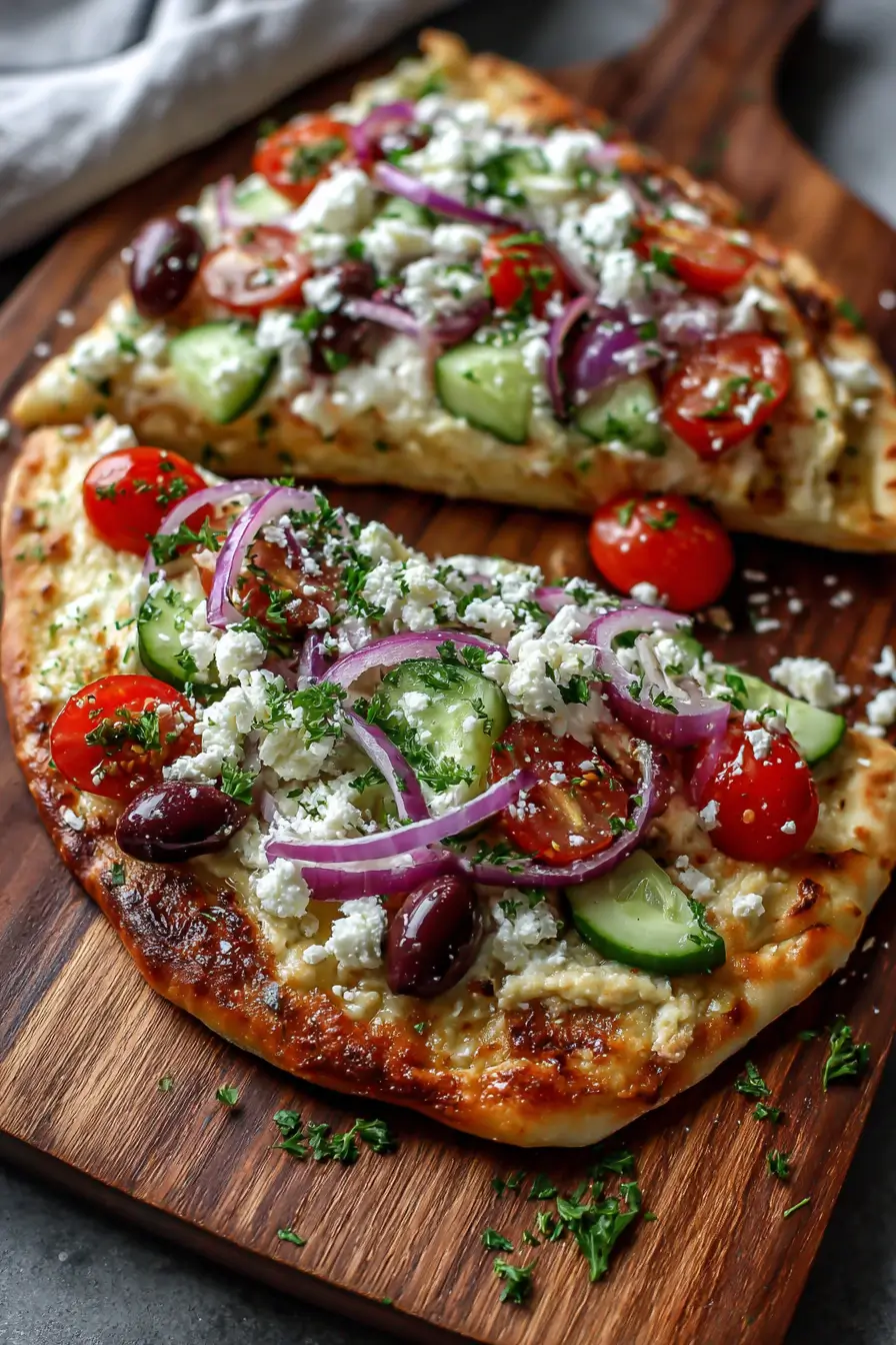 Greek Salad Naan Pizza 