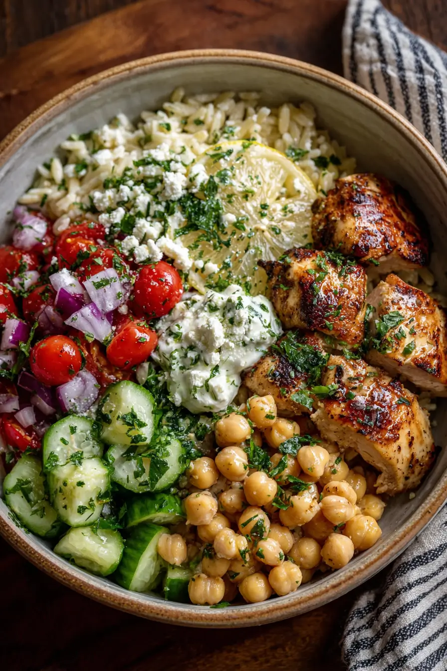 Lemon-Herb Chicken Bowl with Chickpeas & Feta