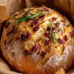 No-Knead Cranberry & Herb Bread with Garlic Butter