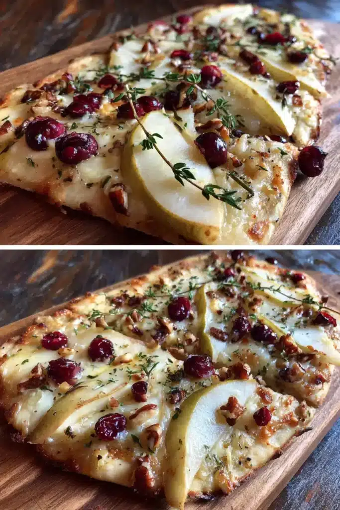 best Pear, Brie, and Cranberry Flatbread