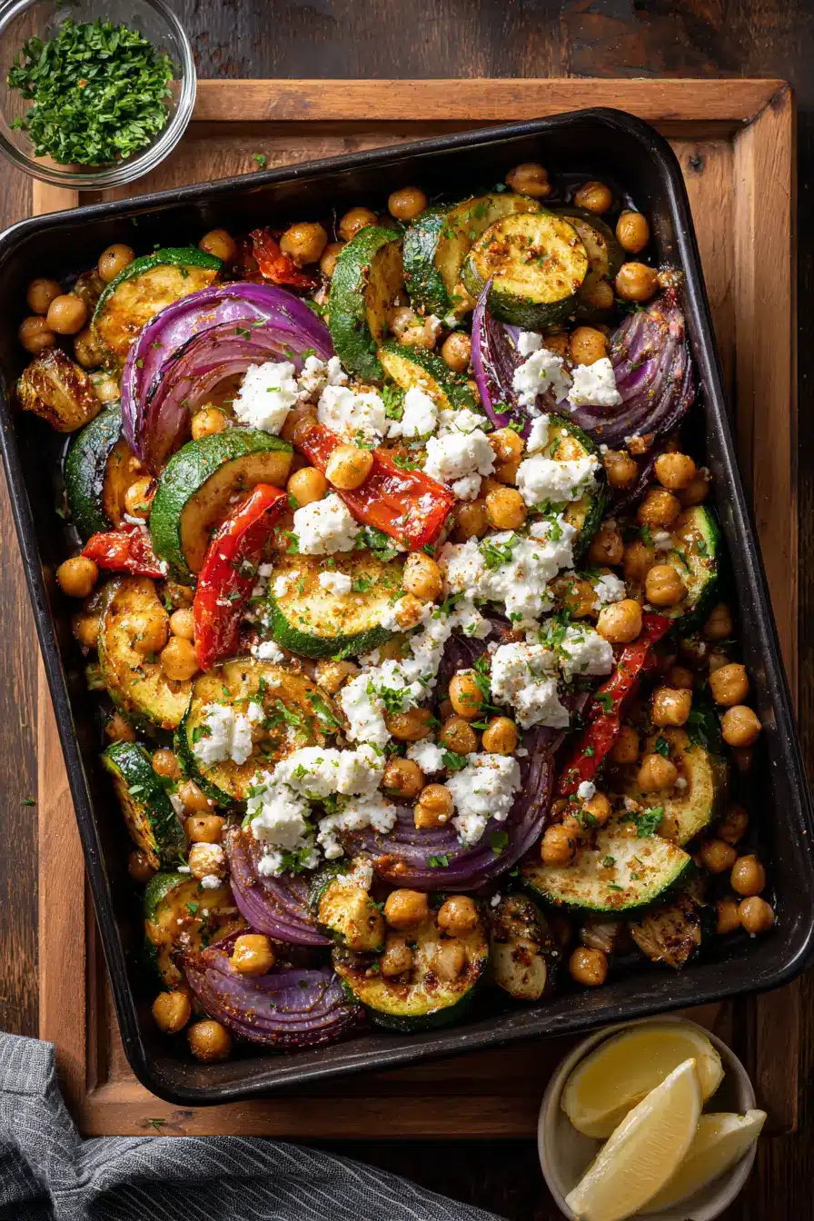 Sheet-Pan Zucchini & Chickpea Bake with Feta
